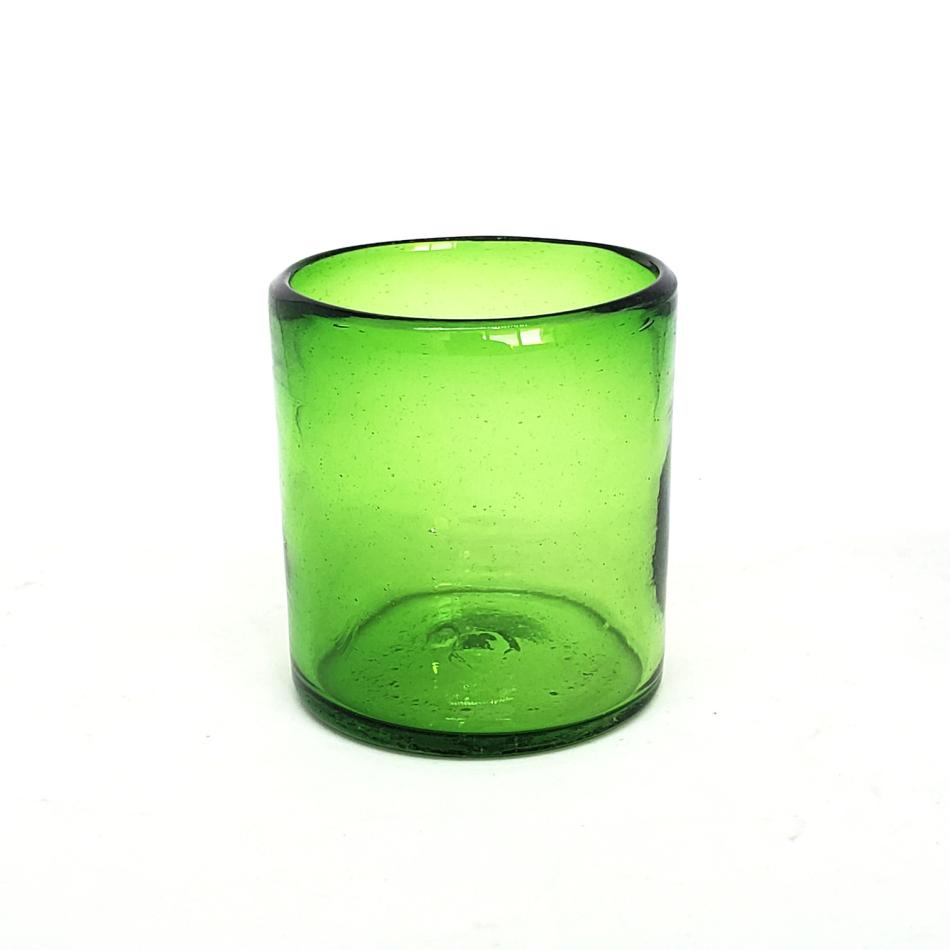 VIDRIO SOPLADO / Vasos chicos 9 oz color Verde Esmeralda Slido (set de 6) / stos artesanales vasos le darn un toque colorido a su bebida favorita.